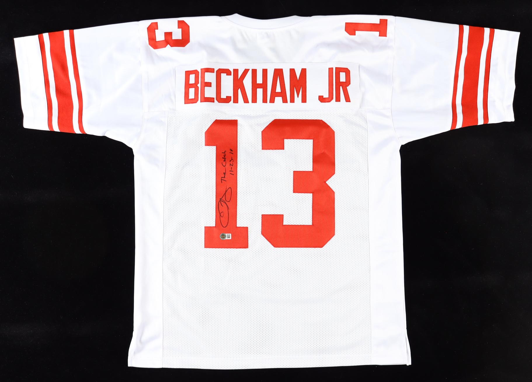Odell Beckham Jr. Signed Jersey Inscribed "The Catch" & "11-23-14" (Beckett) at PristineAuction.com Odell Beckham Jr. Signed Jersey Inscribed "The Catch" & "11-23-14" (Beckett) at PristineAuction.com