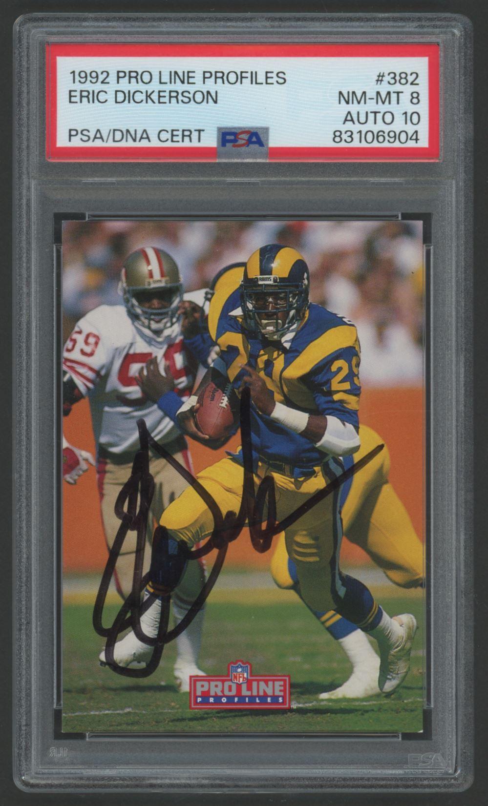 Eric Dickerson Signed 1992 Pro Line Profiles (PSA 8 | Autograph Graded 10) at PristineAuction.com Eric Dickerson Signed 1992 Pro Line Profiles (PSA 8 | Autograph Graded 10) at PristineAuction.com
