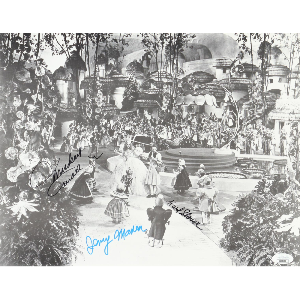 Mickey Carroll, Jerry Maren & Karl Slover Signed "The Wizard of Oz" 11x14 Photo (JSA) at PristineAuction.com