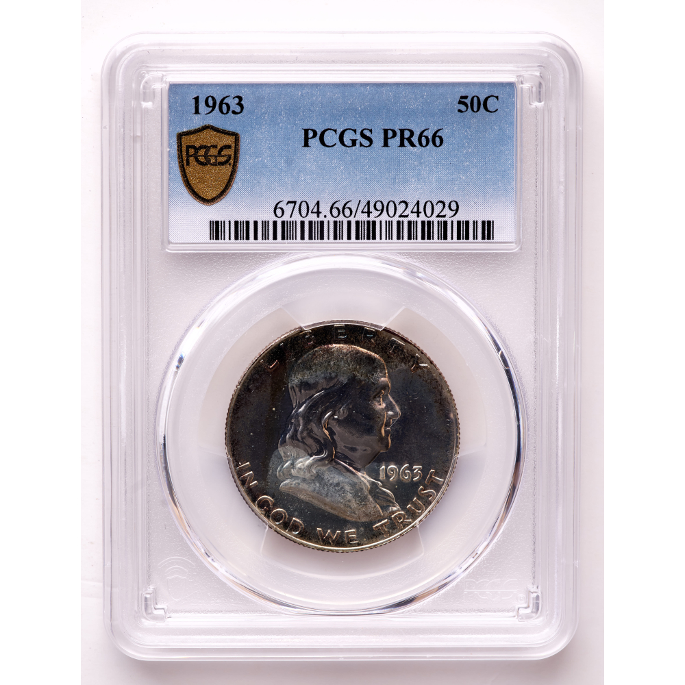 1963 Franklin Silver Half Dollar (PCGS Proof 66) (Toned) at PristineAuction.com