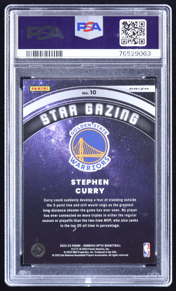 Stephen Curry 2022-23 Donruss Optic Star Gazing Holo #10 (PSA 10) at PristineAuction.com Stephen Curry 2022-23 Donruss Optic Star Gazing Holo #10 (PSA 10) at PristineAuction.com