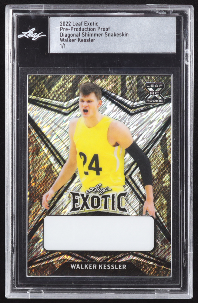 Walker Kessler 2022 Leaf Exotic Diagonal Shimmer Snakeskin Pre-Production Proof #1/1 RC (Leaf) at PristineAuction.com Walker Kessler 2022 Leaf Exotic Diagonal Shimmer Snakeskin Pre-Production Proof #1/1 RC (Leaf) at PristineAuction.com