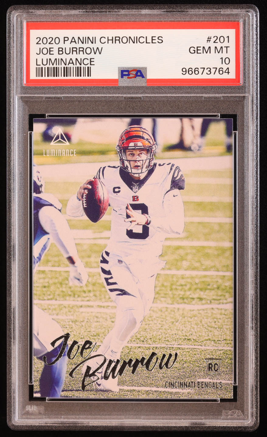 Joe Burrow 2020 Panini Luminance #201 RC / CHRONICLES (PSA 10) at PristineAuction.com Joe Burrow 2020 Panini Luminance #201 RC / CHRONICLES (PSA 10) at PristineAuction.com