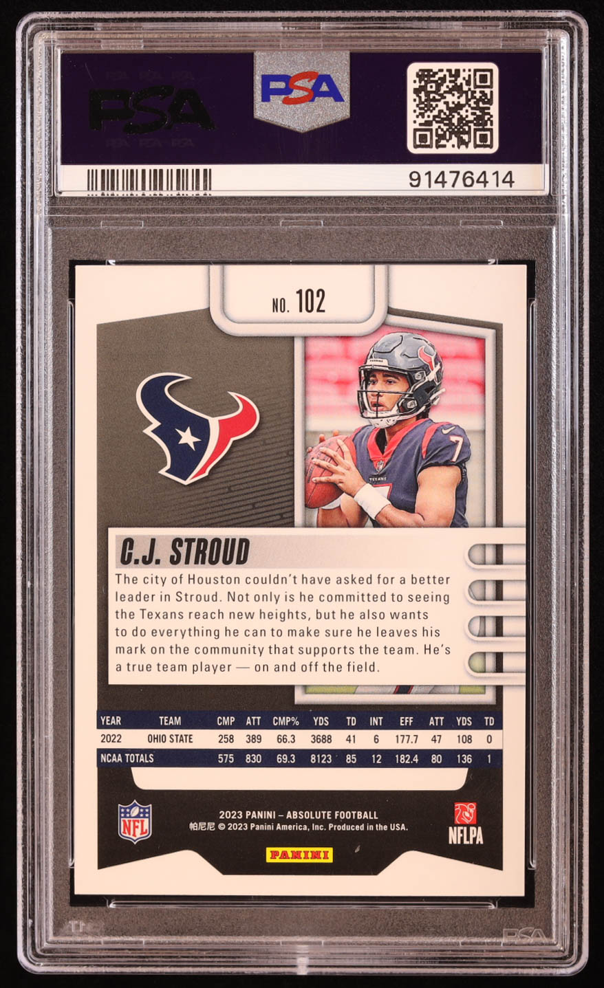 CJ Stroud 2023 Absolute #102 RC (PSA 10) at PristineAuction.com CJ Stroud 2023 Absolute #102 RC (PSA 10) at PristineAuction.com