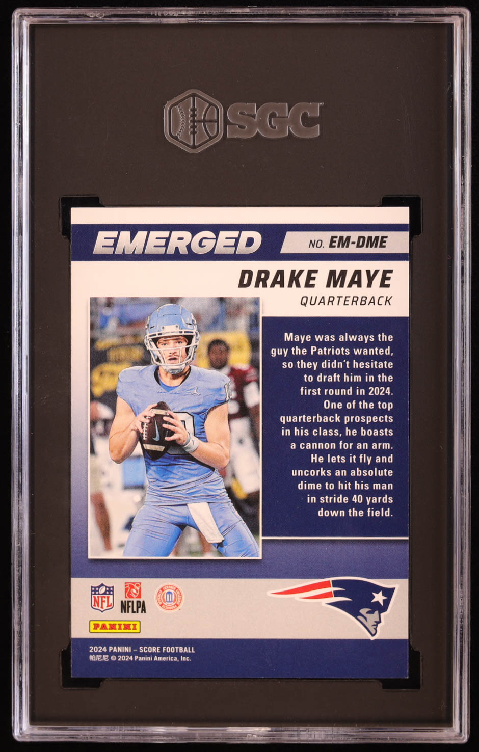 Drake Maye 2024 Score Emerged #12 RC (SGC 10) at PristineAuction.com Drake Maye 2024 Score Emerged #12 RC (SGC 10) at PristineAuction.com