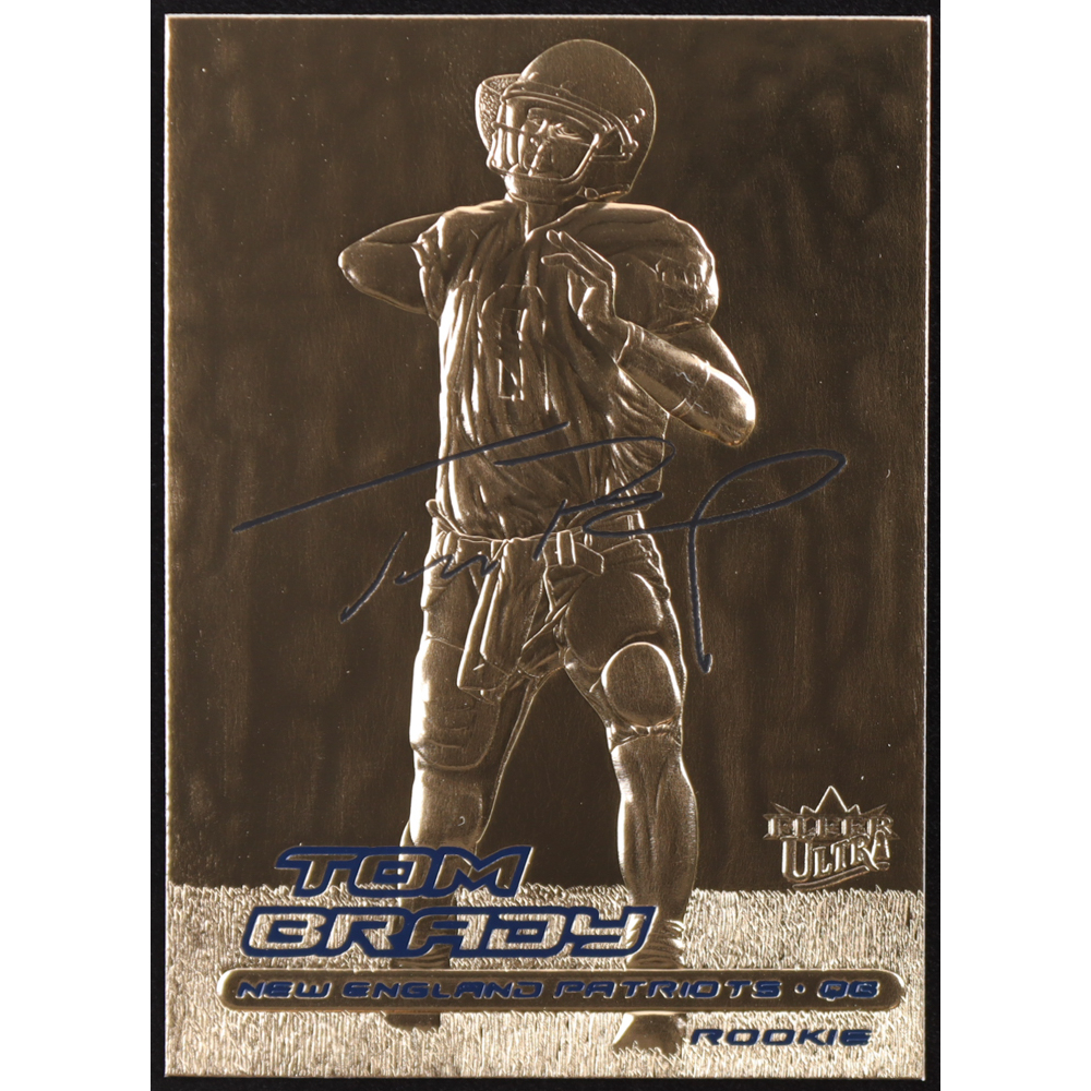 Tom Brady 2000 Fleer Ultra 23KT Gold Blue Metallic Signature Series RC at PristineAuction.com