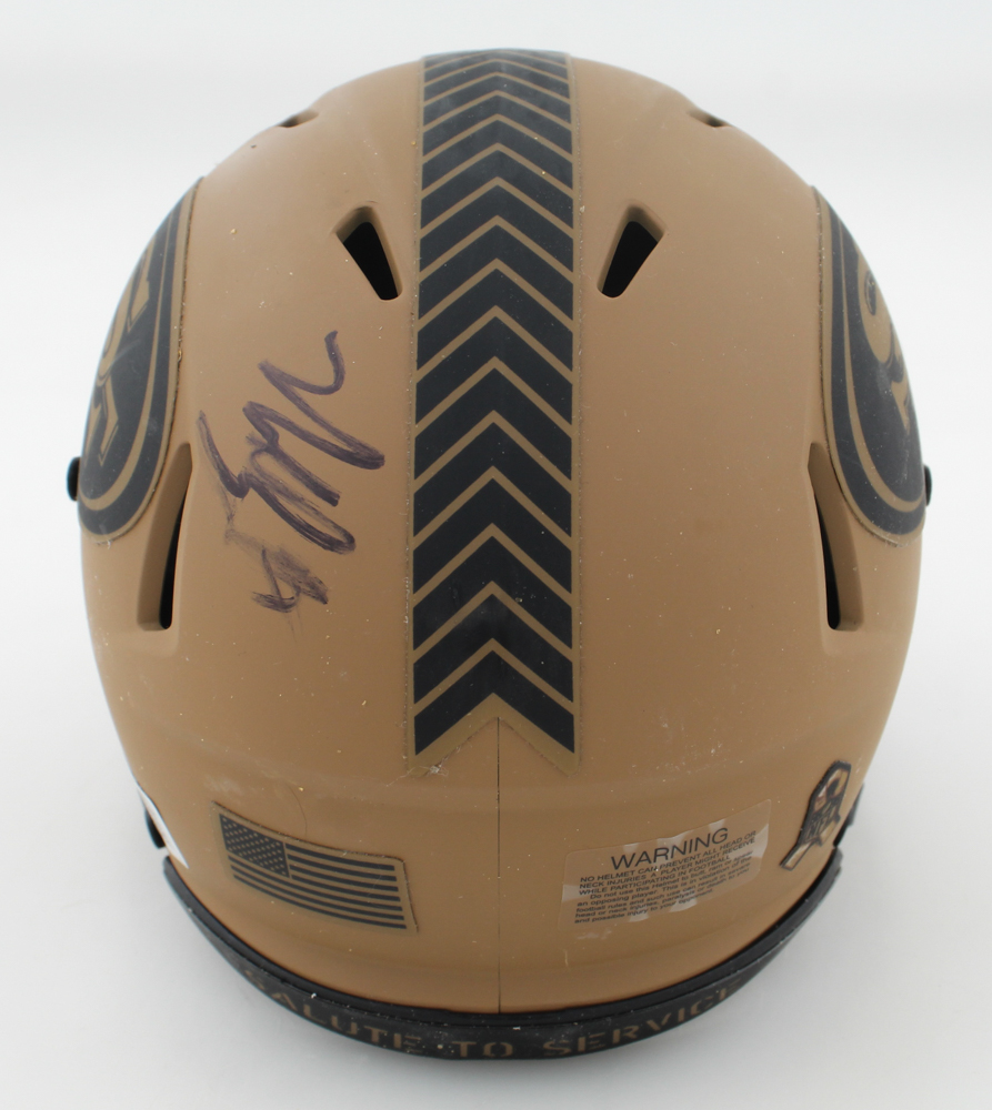 Nick Bosa Signed 49ers Salute To Service Alternate Speed Mini Helmet (Beckett) at PristineAuction.com Nick Bosa Signed 49ers Salute To Service Alternate Speed Mini Helmet (Beckett) at PristineAuction.com