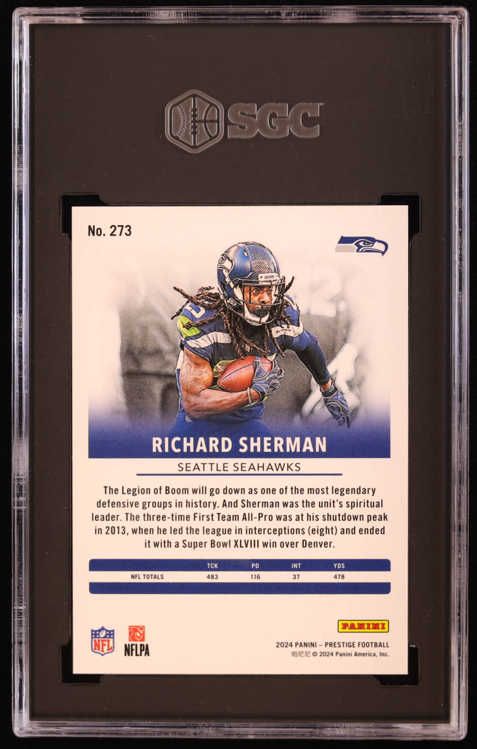 Richard Sherman 2024 Prestige Xtra Points Hyper #273 (SGC 10) at PristineAuction.com Richard Sherman 2024 Prestige Xtra Points Hyper #273 (SGC 10) at PristineAuction.com