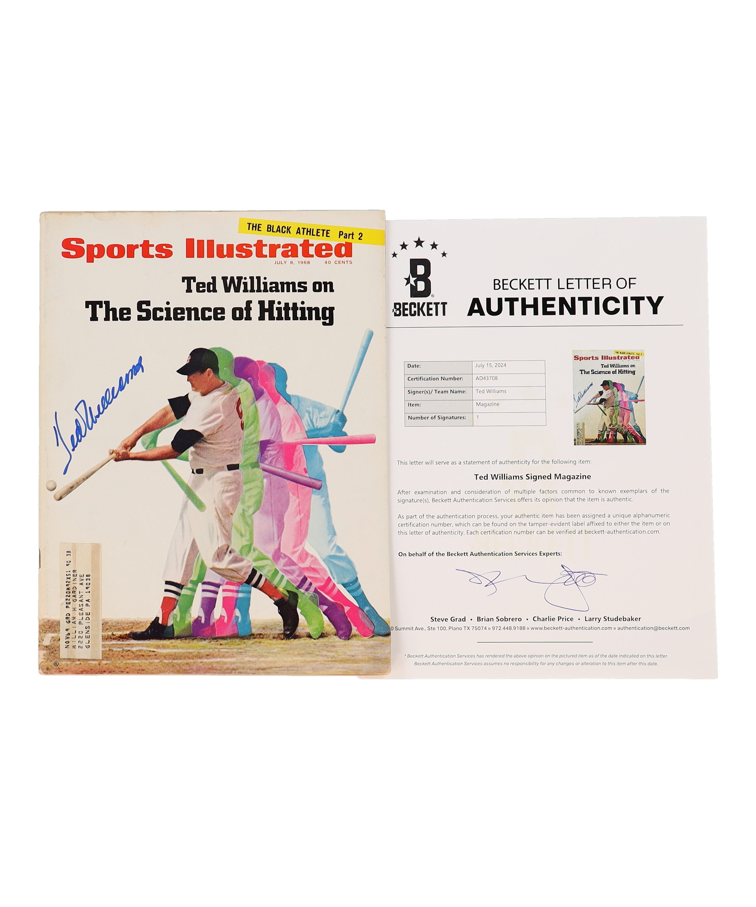 Ted Williams Signed 1968 Sports Illustrated Magazine (Beckett) at PristineAuction.com Ted Williams Signed 1968 Sports Illustrated Magazine (Beckett) at PristineAuction.com