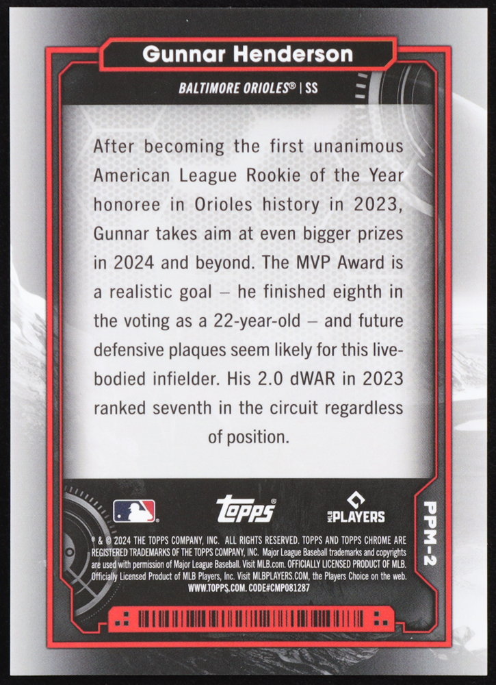 Gunnar Henderson 2024 Topps Cosmic Chrome Planetary Pursuit Mercury #PPM2 RC at PristineAuction.com Gunnar Henderson 2024 Topps Cosmic Chrome Planetary Pursuit Mercury #PPM2 RC at PristineAuction.com