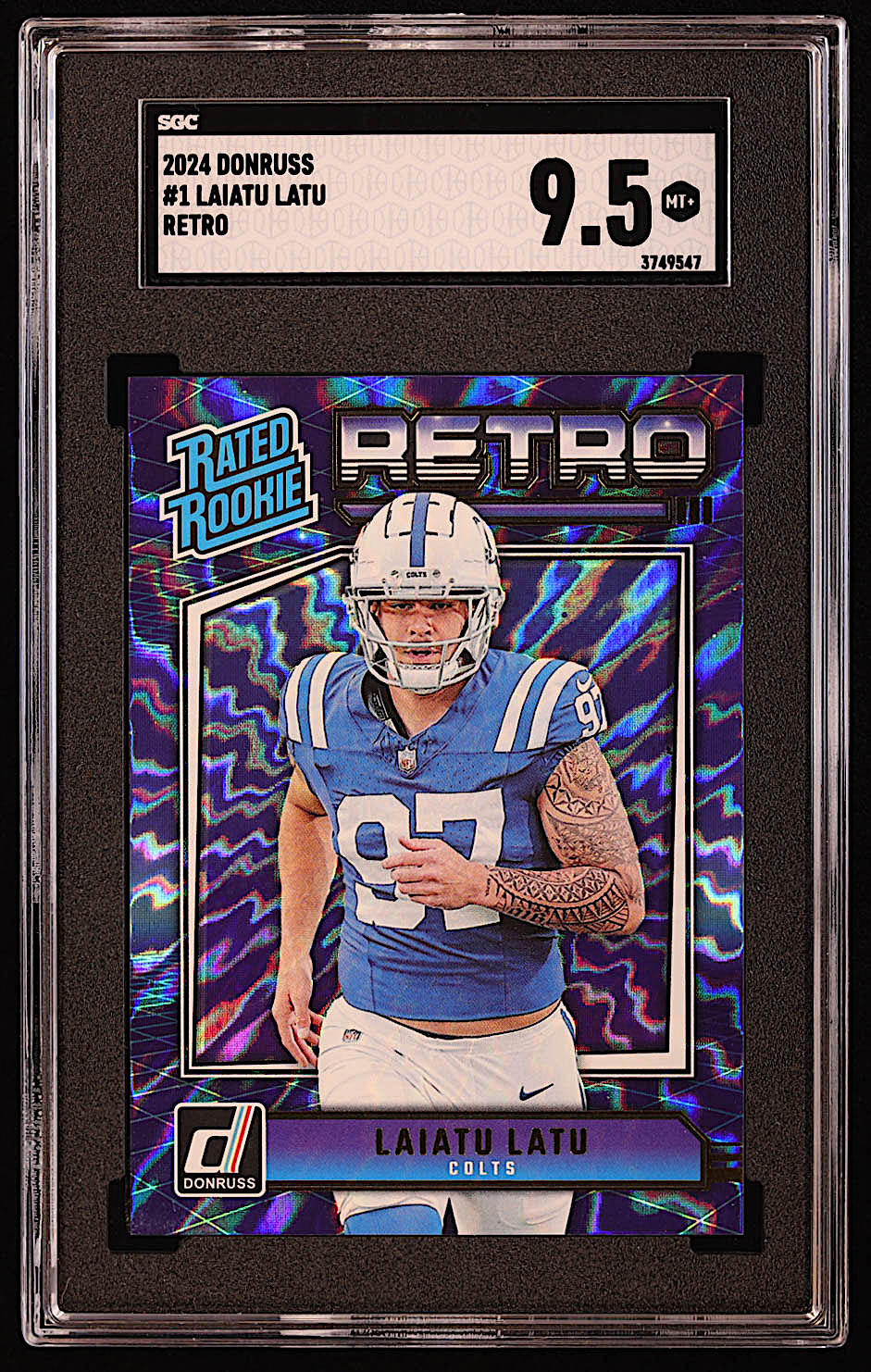 Laiatu Latu 2024 Donruss Rated Rookies Retro #1 RC (SGC 9.5) at PristineAuction.com Laiatu Latu 2024 Donruss Rated Rookies Retro #1 RC (SGC 9.5) at PristineAuction.com