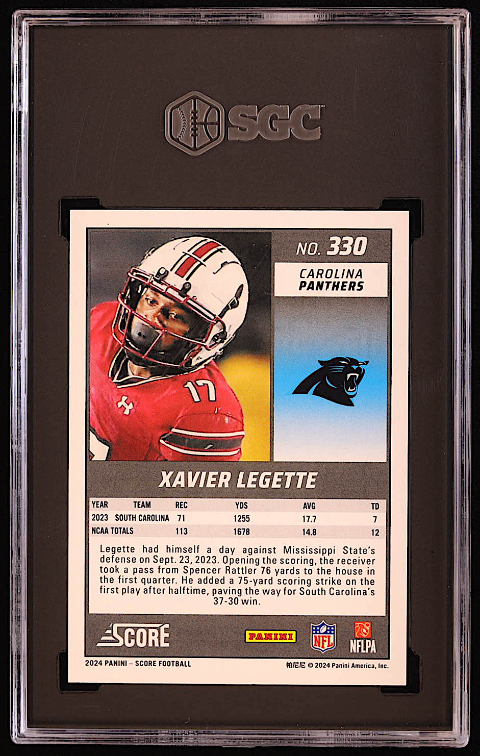 Xavier Legette 2024 Score Stars #330 #129/399 RC (SGC 9) at PristineAuction.com Xavier Legette 2024 Score Stars #330 #129/399 RC (SGC 9) at PristineAuction.com