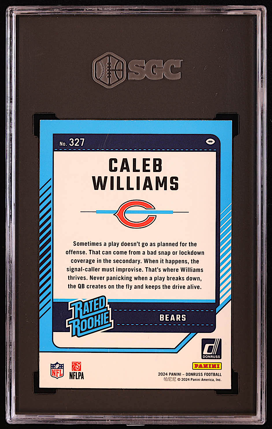 Caleb Williams 2024 Donruss #327 RR RC (SGC 9.5) at PristineAuction.com Caleb Williams 2024 Donruss #327 RR RC (SGC 9.5) at PristineAuction.com