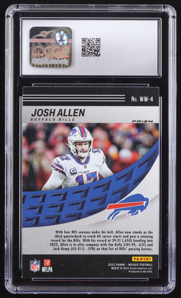 Josh Allen 2022 Panini Mosaic Will to Win Mosaic Green #4 (CGC 10) at PristineAuction.com Josh Allen 2022 Panini Mosaic Will to Win Mosaic Green #4 (CGC 10) at PristineAuction.com