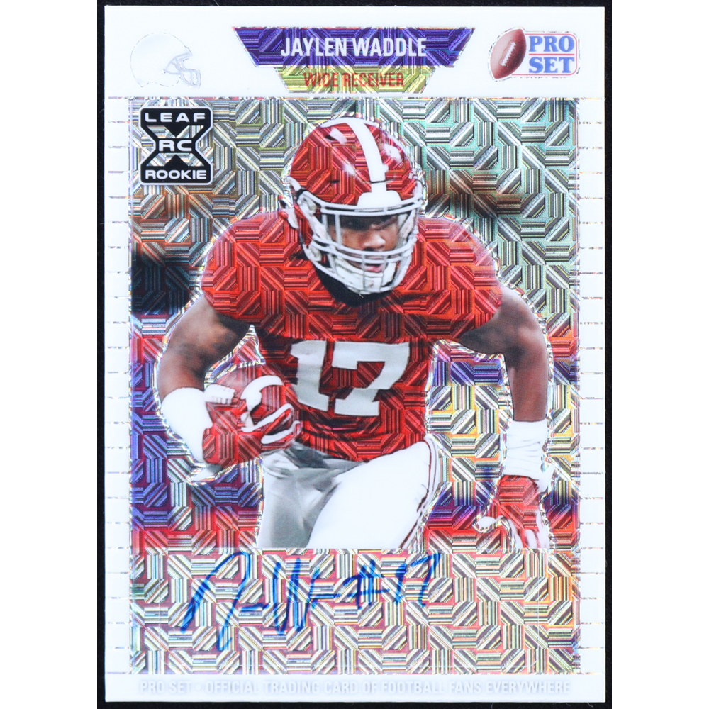 Jaylen Waddle 2021 Leaf Pro Set Metal Autographs Mojo White #PAJW1 #1/2 RC at PristineAuction.com