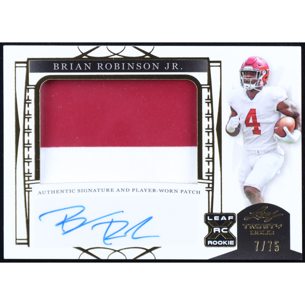 Brian Robinson Jr. 2022 Leaf Trinity Patch Autographs Gold #PABRJ #07/75 RC at PristineAuction.com