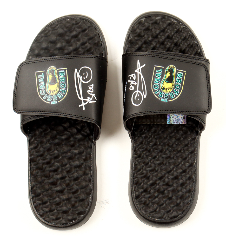 Matt Riddle Signed Pair of WWE ISlide Sandals Inscribed "Bro" (JSA) at PristineAuction.com Matt Riddle Signed Pair of WWE ISlide Sandals Inscribed "Bro" (JSA) at PristineAuction.com