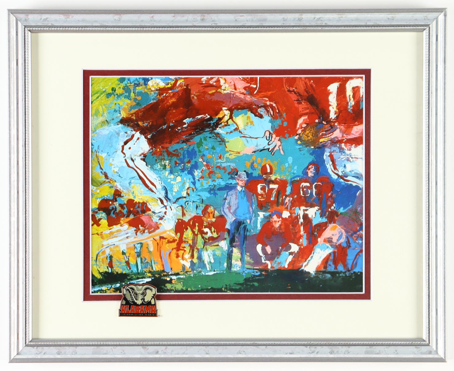 Leroy Neiman "Alabama Crimson Tide & Bear Bryant" Custom Framed Art Print Display With Alabama Crimson Tide Pin at PristineAuction.com Leroy Neiman "Alabama Crimson Tide & Bear Bryant" Custom Framed Art Print Display With Alabama Crimson Tide Pin at PristineAuction.com
