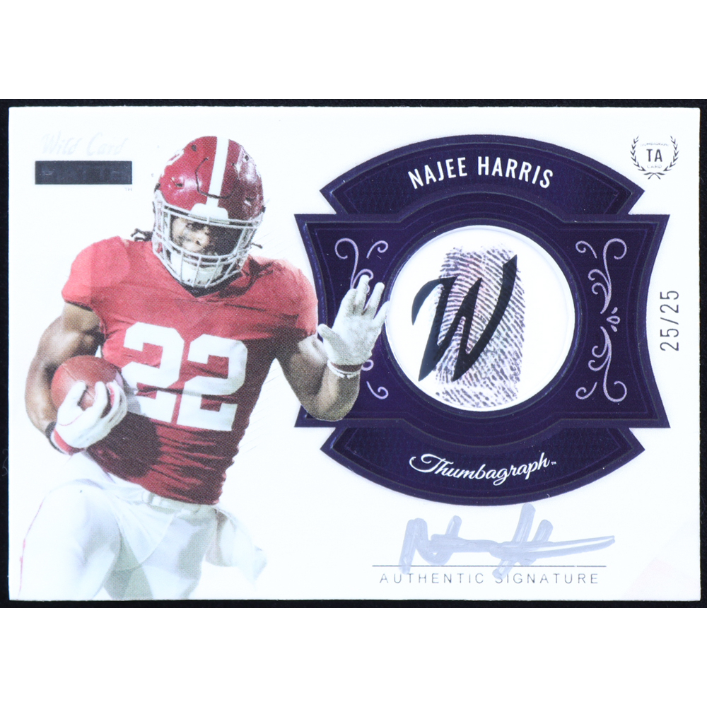Najee Harris 2021 Wild Card Matte White Thumbagraphs Purple #MTA9 #25/25 RC at PristineAuction.com
