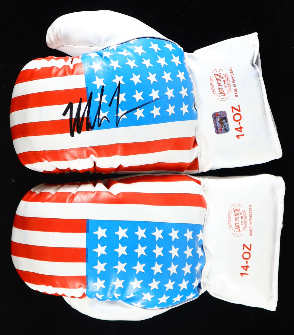 Mike Tyson Signed Pair Of Last Punch USA Boxing Glove Set with Wrist Wraps & Display Case (Tyson) at PristineAuction.com Mike Tyson Signed Pair Of Last Punch USA Boxing Glove Set with Wrist Wraps & Display Case (Tyson) at PristineAuction.com