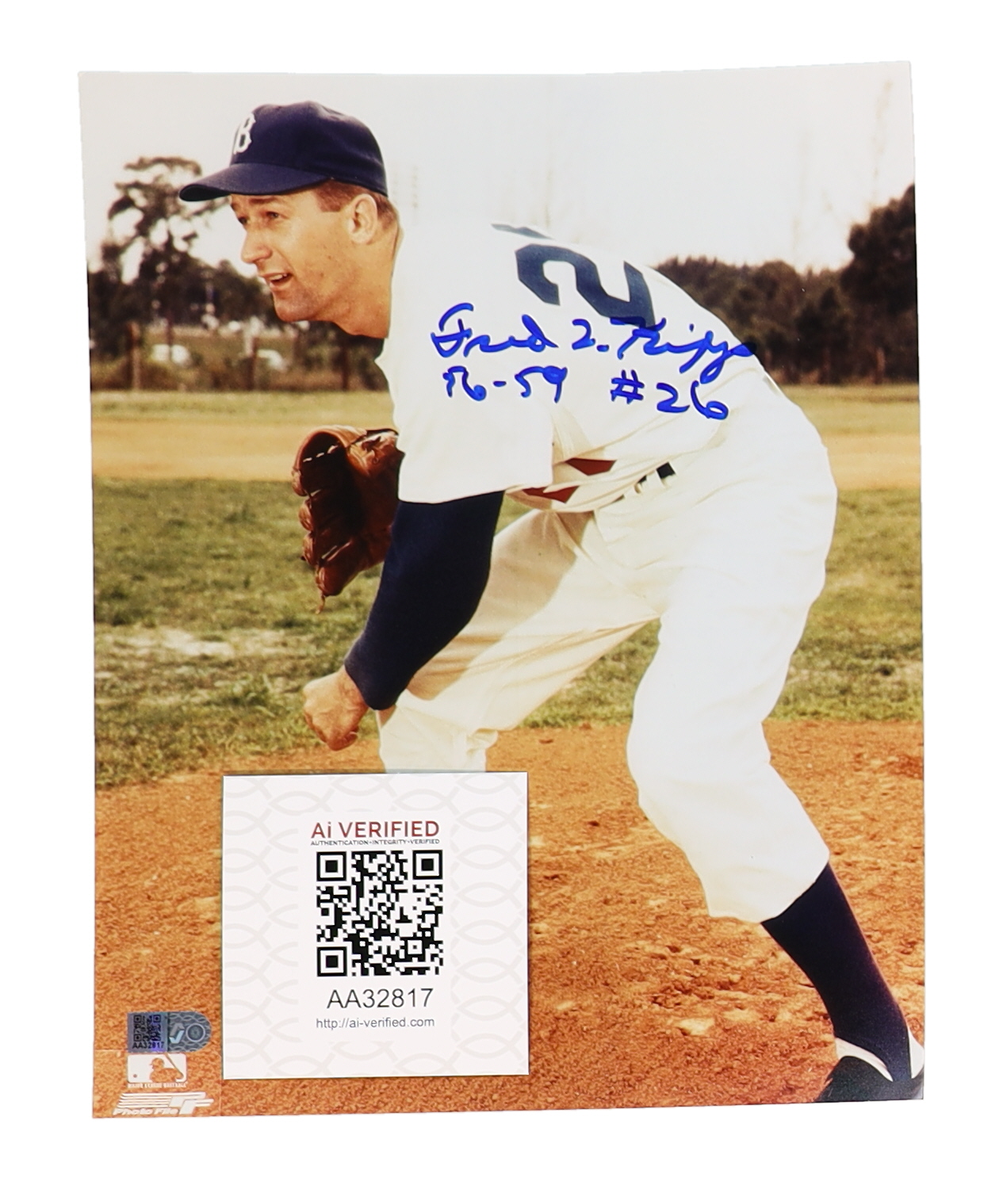 Fred Kipp Signed Dodgers 8x10 Photo Inscribed "56-59" (AIV) at PristineAuction.com Fred Kipp Signed Dodgers 8x10 Photo Inscribed "56-59" (AIV) at PristineAuction.com