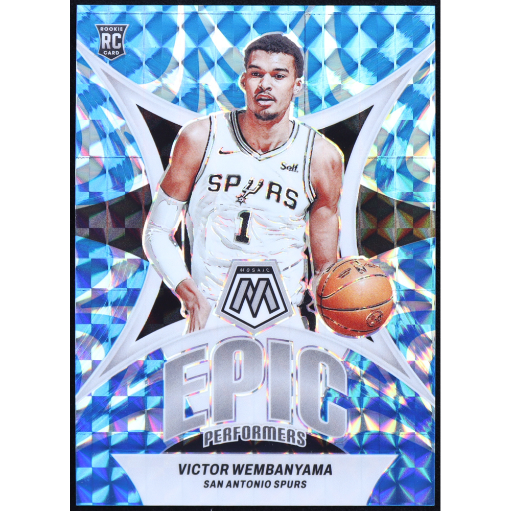 Victor Wembanyama 2023-24 Panini Mosaic Epic Performers Mosaic Reactive Blue #12 #88/99 RC at PristineAuction.com