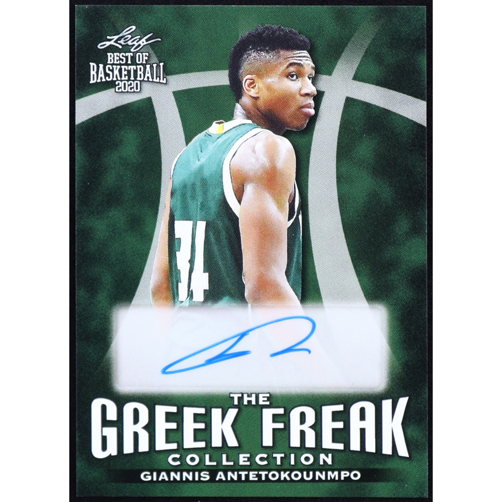 Giannis Antetokounmpo 2020 Leaf Best of Basketball The Greek Freak Autographs #GFA02 at PristineAuction.com Giannis Antetokounmpo 2020 Leaf Best of Basketball The Greek Freak Autographs #GFA02 at PristineAuction.com