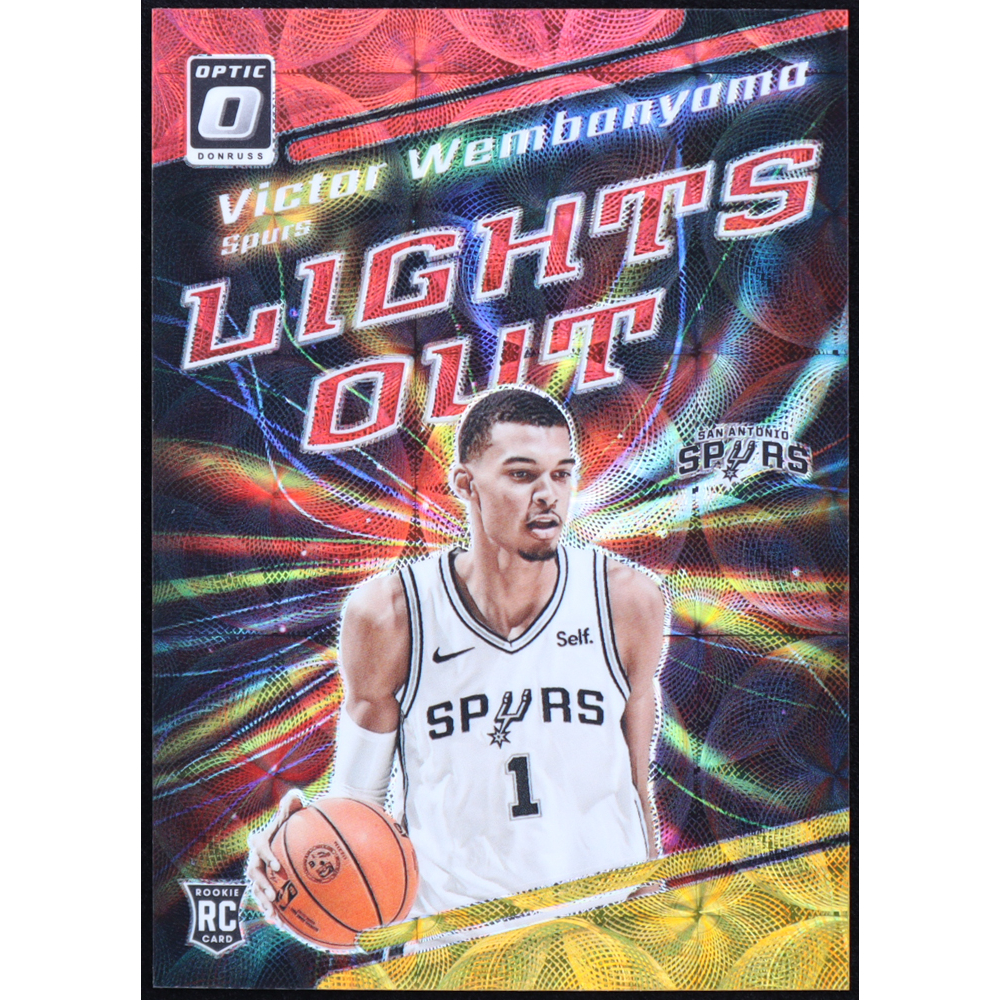 Victor Wembanyama 2023-24 Donruss Optic Lights Out Red and Gold International #4 #74/99 RC at PristineAuction.com