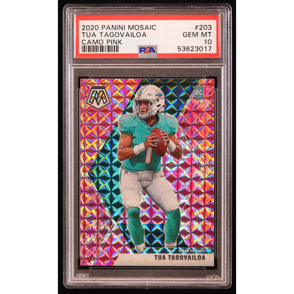 Tua Tagovailoa 2020 Panini Mosaic Mosaic Camo Pink #203 RC (PSA 10) at PristineAuction.com