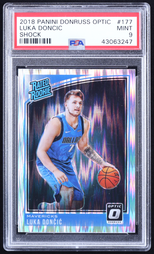 Luka Doncic 2018-19 Donruss Optic Shock #177 RR RC (PSA 9) at PristineAuction.com Luka Doncic 2018-19 Donruss Optic Shock #177 RR RC (PSA 9) at PristineAuction.com
