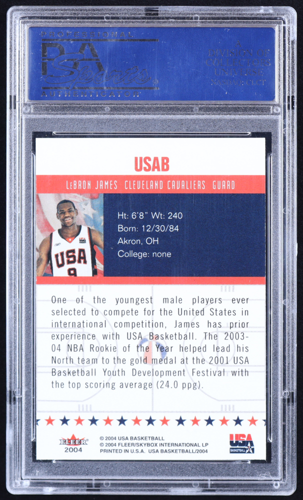 LeBron James 2004 Fleer USA #NNO (PSA 10) at PristineAuction.com LeBron James 2004 Fleer USA #NNO (PSA 10) at PristineAuction.com