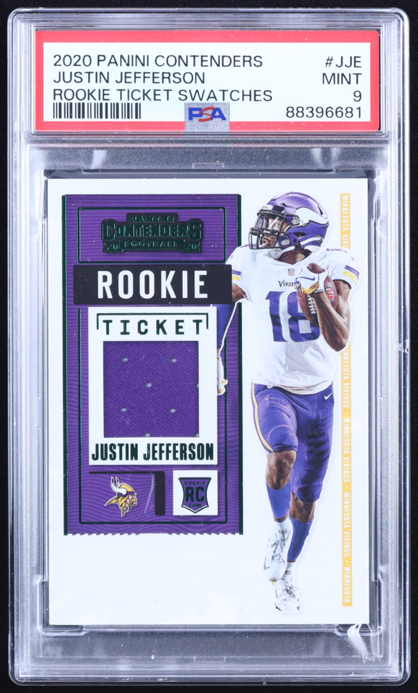 Justin Jefferson 2020 Panini Contenders Rookie Ticket Swatches #9 RC (PSA 9) at PristineAuction.com Justin Jefferson 2020 Panini Contenders Rookie Ticket Swatches #9 RC (PSA 9) at PristineAuction.com