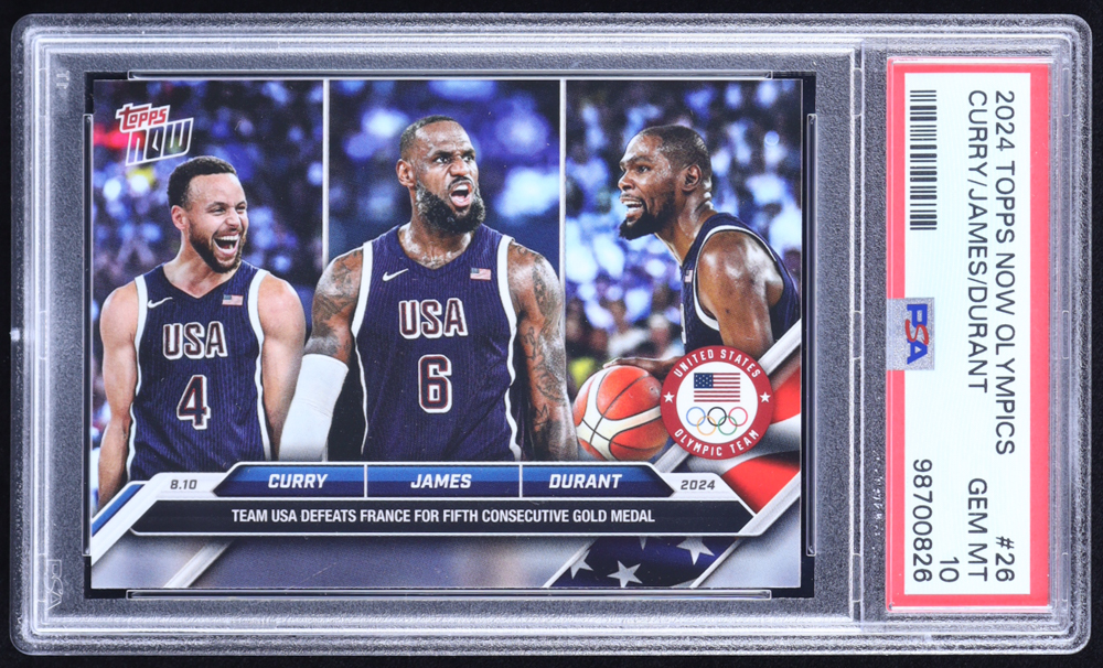 Stephen Curry / LeBron James / Kevin Durant 2024 Topps Now #26 (PSA 10) at PristineAuction.com Stephen Curry / LeBron James / Kevin Durant 2024 Topps Now #26 (PSA 10) at PristineAuction.com