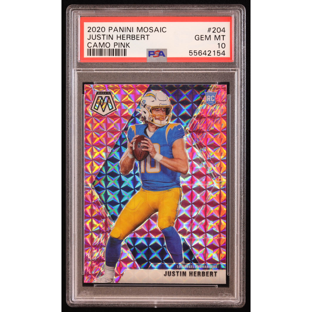 Justin Herbert 2020 Panini Mosaic Mosaic Camo Pink #204 RC (PSA 10) at PristineAuction.com