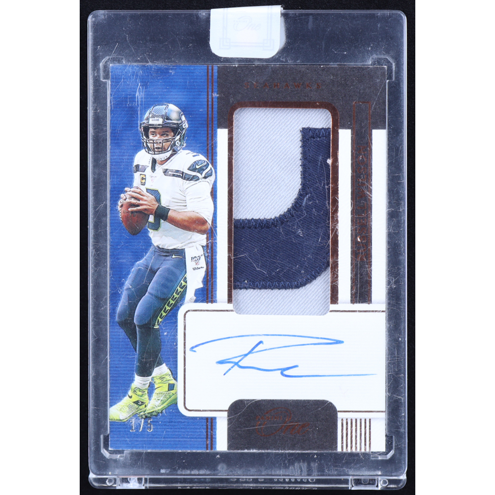 Russell Wilson 2020 Panini One Bronze #92 Jersey Autograph #1/5 at PristineAuction.com