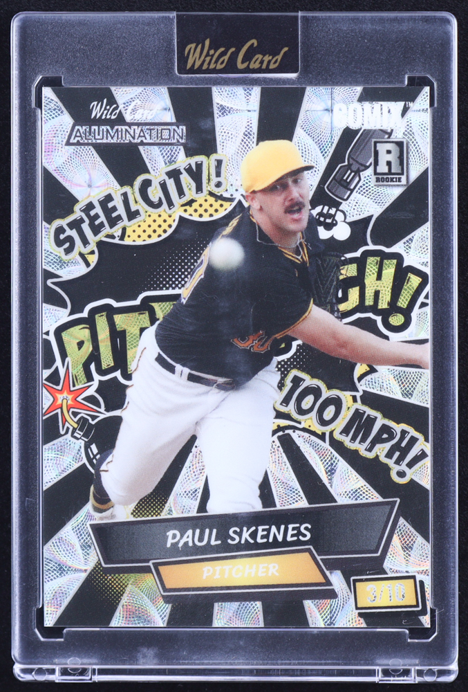 Paul Skenes 2024 Wild Card Alumination Comix Kaleidoscope Silver #ACBPPS4 #03/10 RC at PristineAuction.com Paul Skenes 2024 Wild Card Alumination Comix Kaleidoscope Silver #ACBPPS4 #03/10 RC at PristineAuction.com