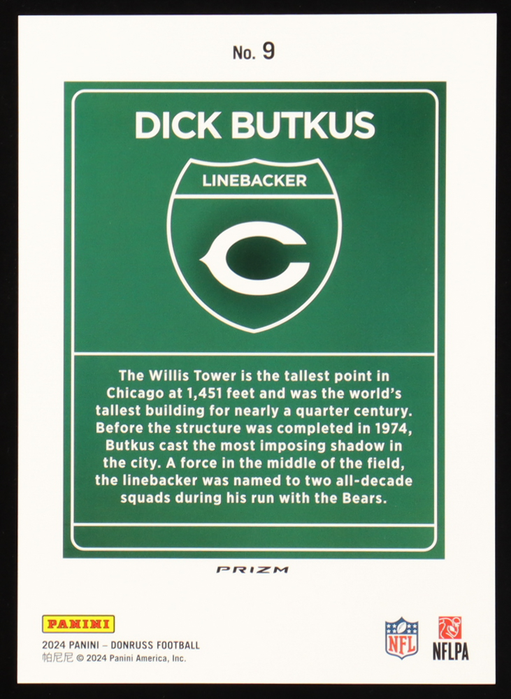 Dick Butkus 2024 Donruss Downtown! Oversize #9 at PristineAuction.com Dick Butkus 2024 Donruss Downtown! Oversize #9 at PristineAuction.com