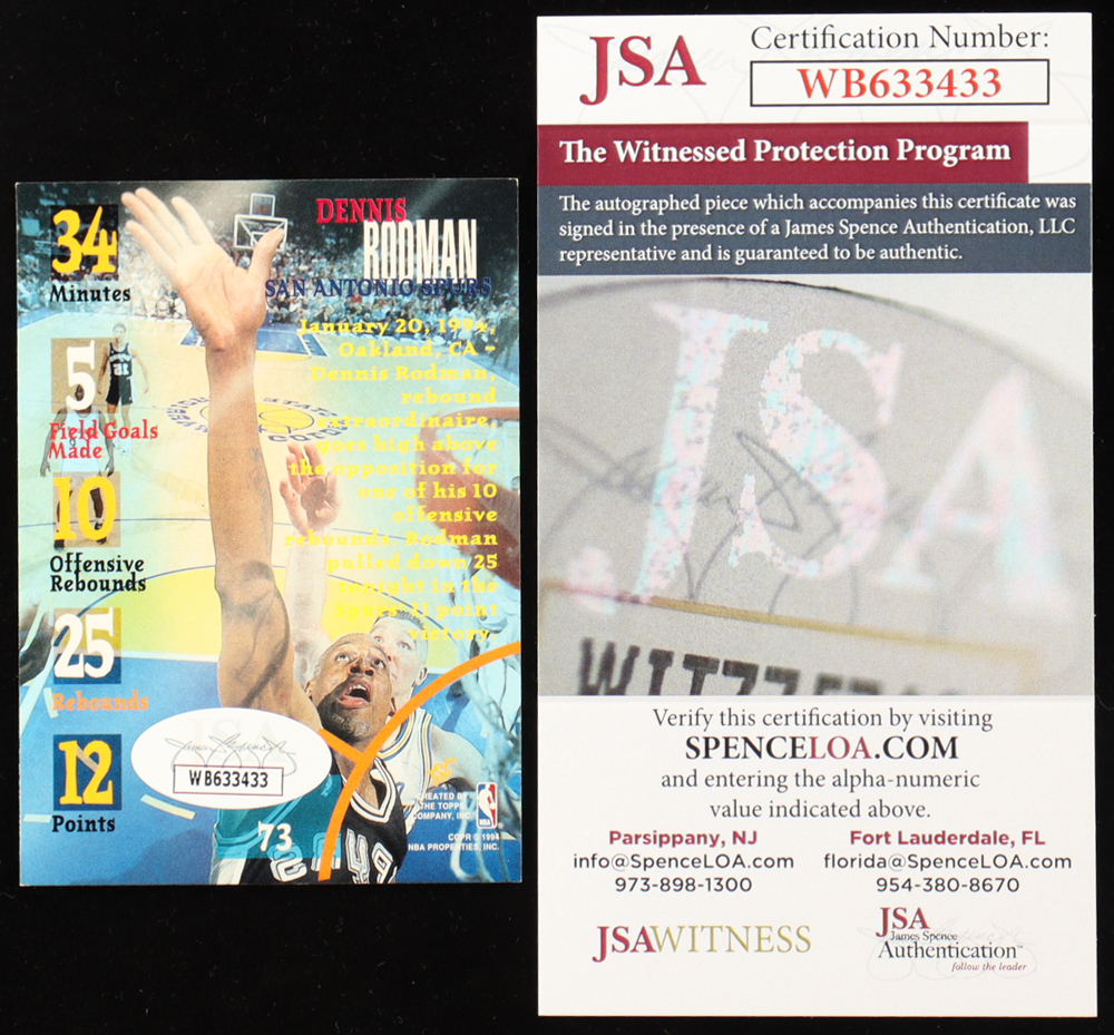 Dennis Rodman Signed 1994-95 Stadium Club #73 TG (JSA) at PristineAuction.com Dennis Rodman Signed 1994-95 Stadium Club #73 TG (JSA) at PristineAuction.com