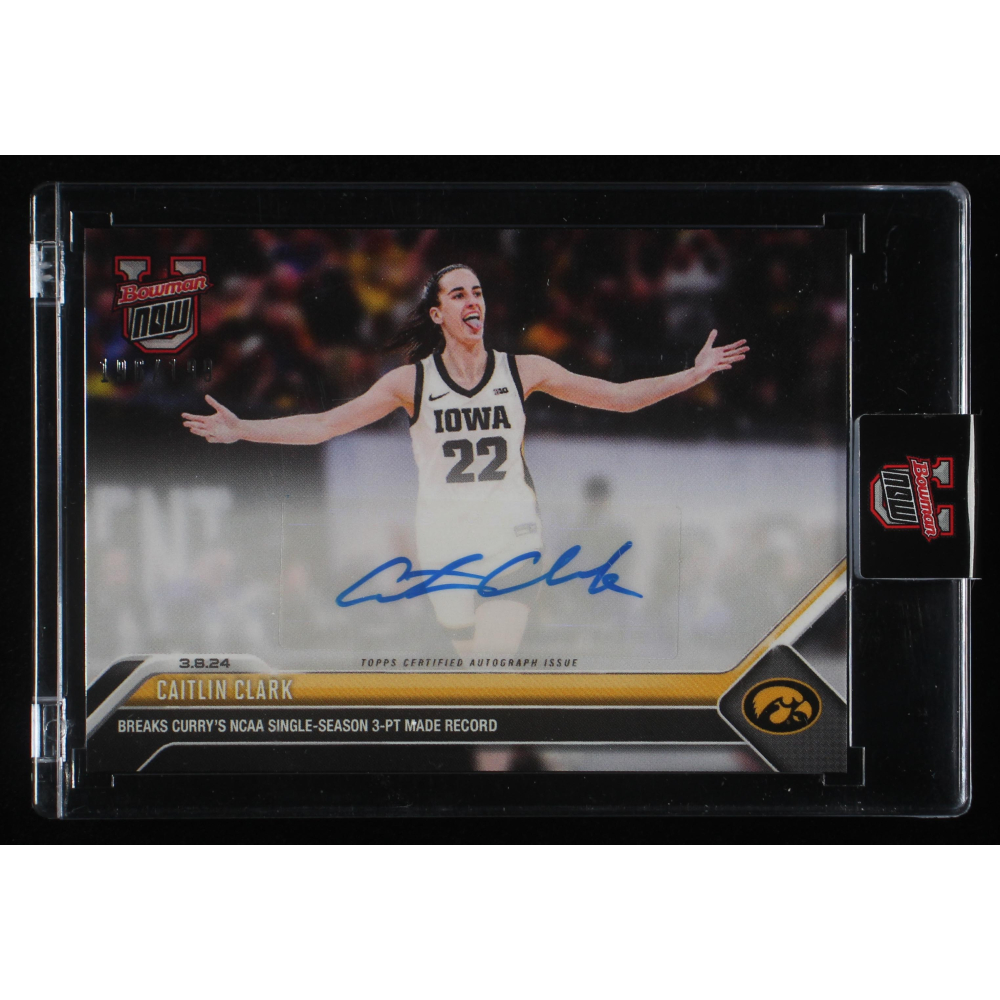 2024 Bowman U Now Caitlin Clark TCC Gem Mint 10 – Breaks Curry’s 3Pt Record Card