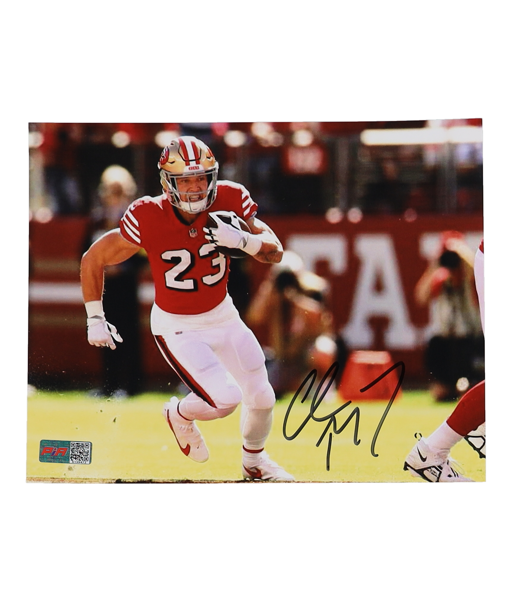Christian McCaffrey Signed 49ers 8x10 Photo (PIA) at PristineAuction.com Christian McCaffrey Signed 49ers 8x10 Photo (PIA) at PristineAuction.com