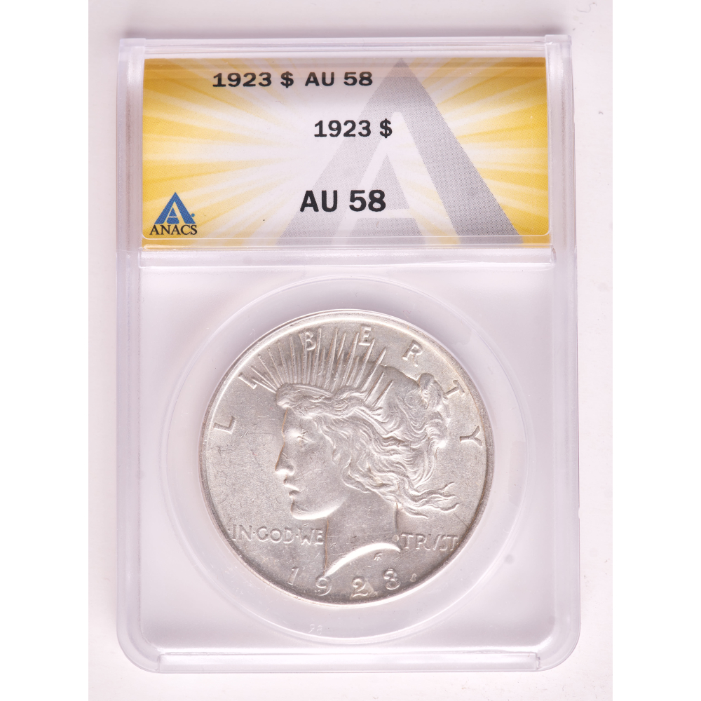 1923 Peace Silver Dollar (ANACS AU58) at PristineAuction.com