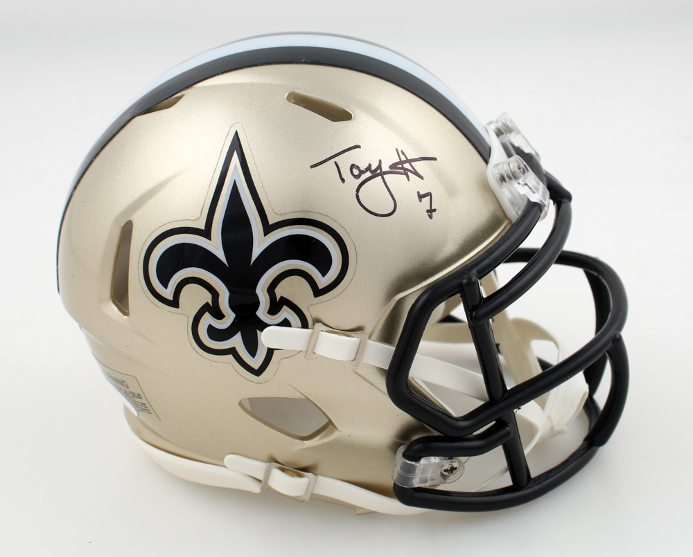 Taysom Hill Signed Saints Speed Mini Helmet (JSA) at PristineAuction.com Taysom Hill Signed Saints Speed Mini Helmet (JSA) at PristineAuction.com