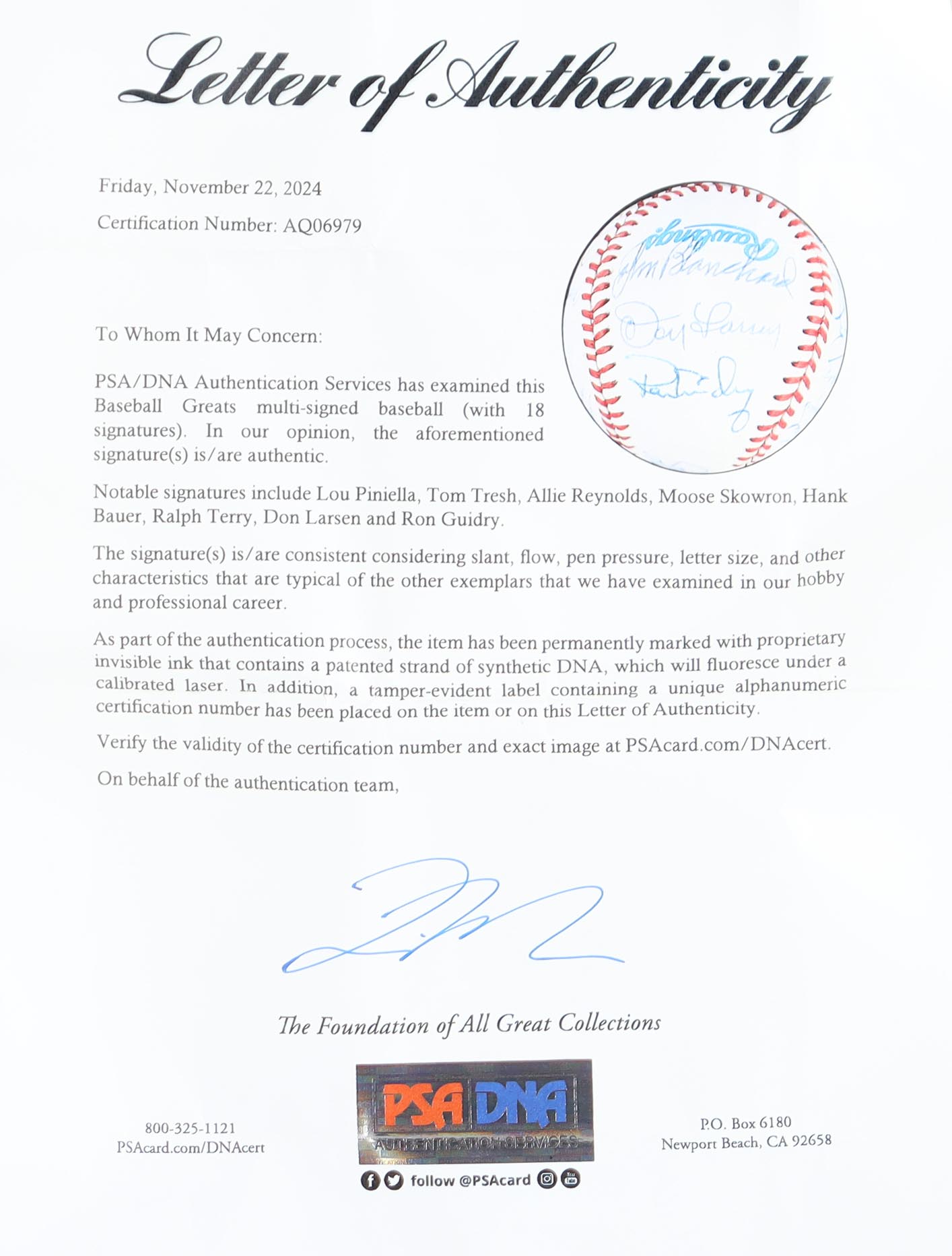 OAL Baseball Signed by (18) with Lou Piniella, Tom Tresh, Allie Reynolds, Moose Skowron with Display Case (PSA) at PristineAuction.com OAL Baseball Signed by (18) with Lou Piniella, Tom Tresh, Allie Reynolds, Moose Skowron with Display Case (PSA) at PristineAuction.com