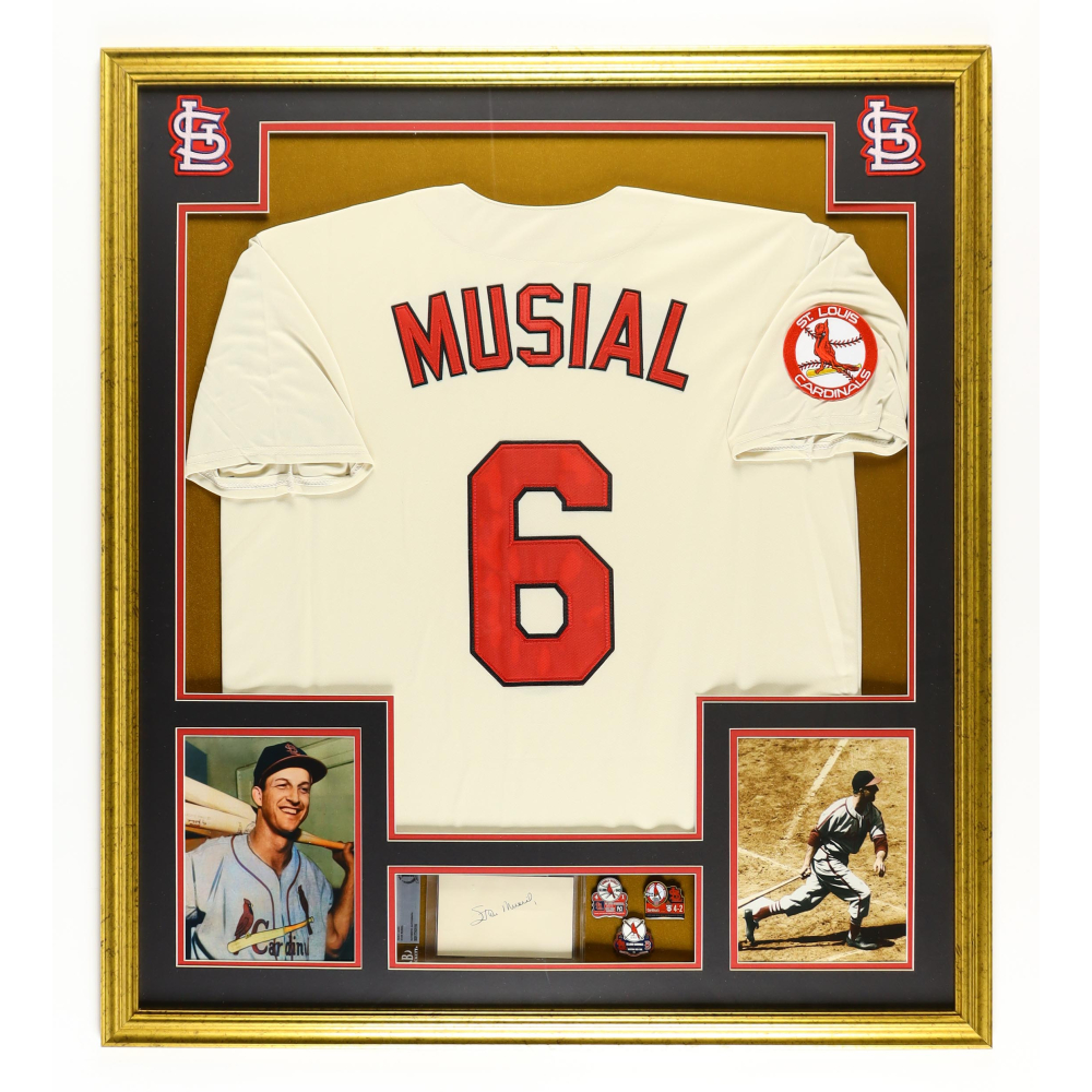 Stan Musial Signed Cardinals Custom Framed Cut Display with Jersey, (2 ...