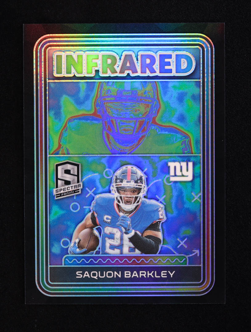 Saquon Barkley 2023 Panini Spectra Infrared #31 #84/99 at PristineAuction.com Saquon Barkley 2023 Panini Spectra Infrared #31 #84/99 at PristineAuction.com