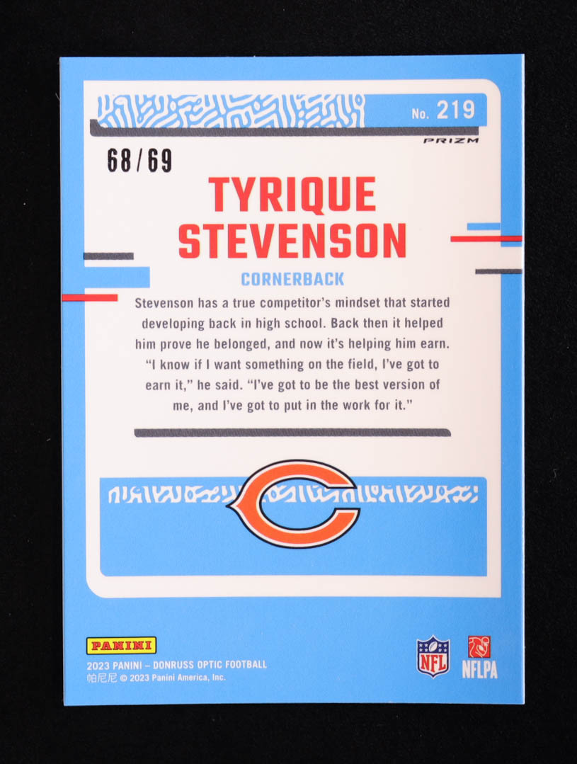 Tyrique Stevenson 2023 Donruss Optic Electricity #219 RR RC #68/69 at PristineAuction.com Tyrique Stevenson 2023 Donruss Optic Electricity #219 RR RC #68/69 at PristineAuction.com
