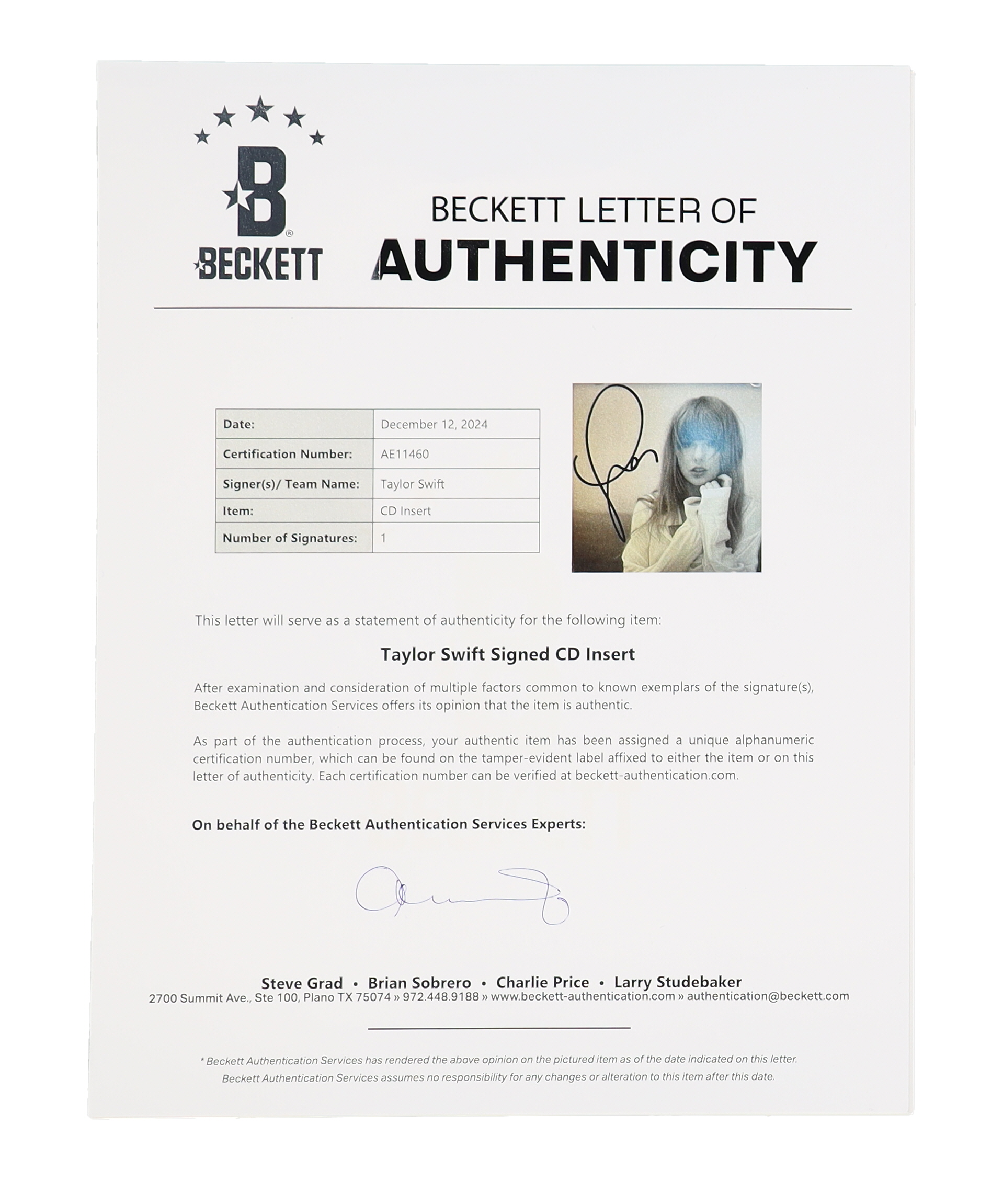 Taylor Swift Signed "The Tortured Poets Department" Album CD Insert With Case (Beckett) at PristineAuction.com Taylor Swift Signed "The Tortured Poets Department" Album CD Insert With Case (Beckett) at PristineAuction.com