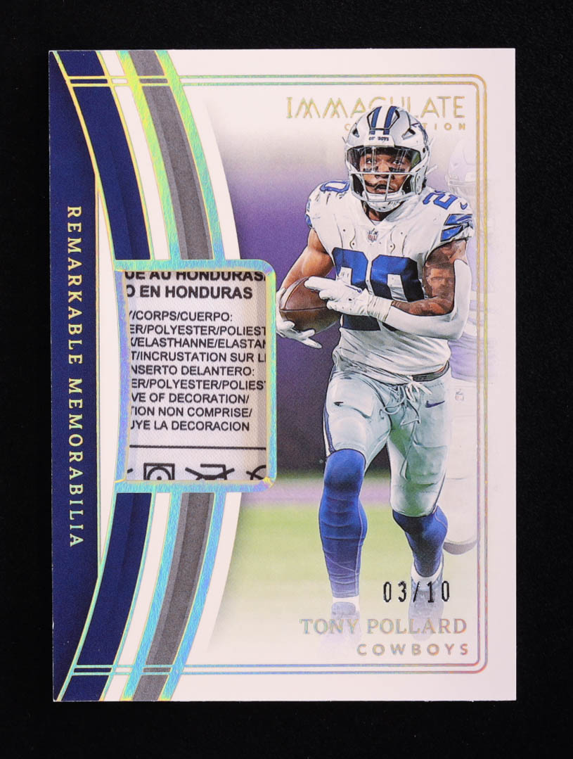 Tony Pollard 2023 Immaculate Collection Remarkable Memorabilia Gold #4 #03/10 at PristineAuction.com Tony Pollard 2023 Immaculate Collection Remarkable Memorabilia Gold #4 #03/10 at PristineAuction.com