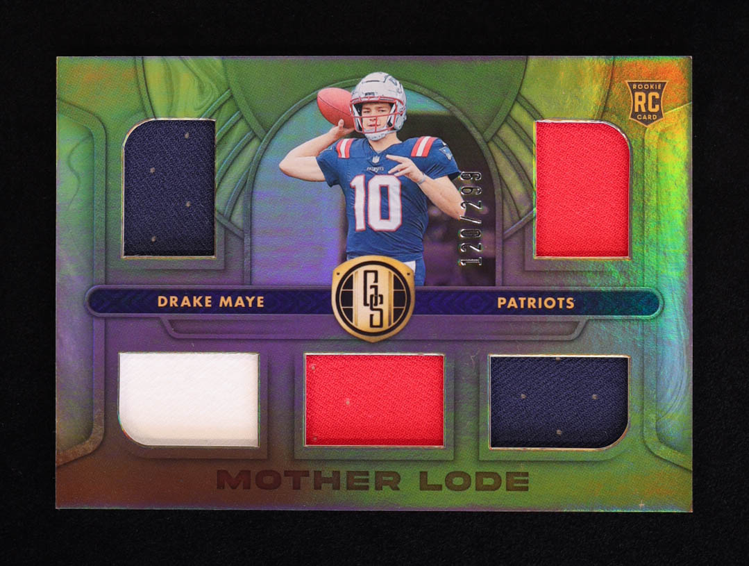 Drake Maye 2024 Panini Gold Standard Mother Lode #13 RC #120/299 at PristineAuction.com Drake Maye 2024 Panini Gold Standard Mother Lode #13 RC #120/299 at PristineAuction.com