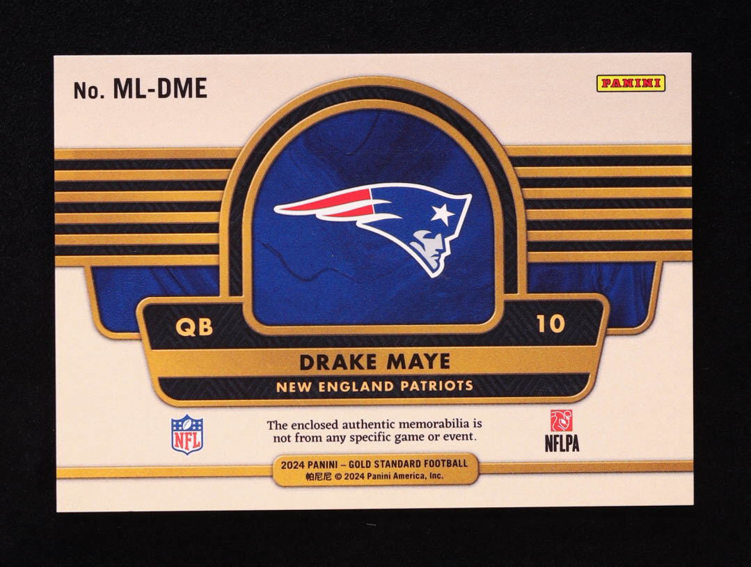 Drake Maye 2024 Panini Gold Standard Mother Lode #13 RC #120/299 at PristineAuction.com Drake Maye 2024 Panini Gold Standard Mother Lode #13 RC #120/299 at PristineAuction.com
